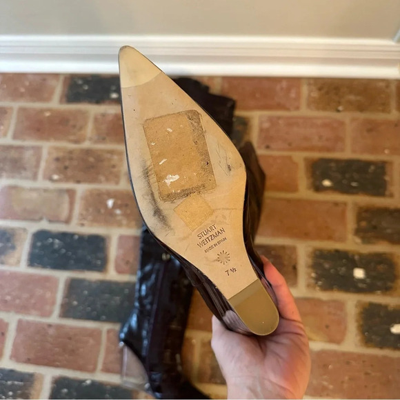 STUART WEITZMAN BURGUNDY LUCITE 100 WEDGE BOOT NWOT Size 7.5 - Picture 7 of 7